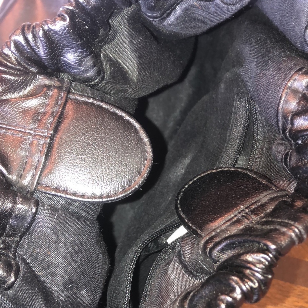 Huge Black Vinyl Boho Handbag With Magnetic Closure - Picture 7 of 7